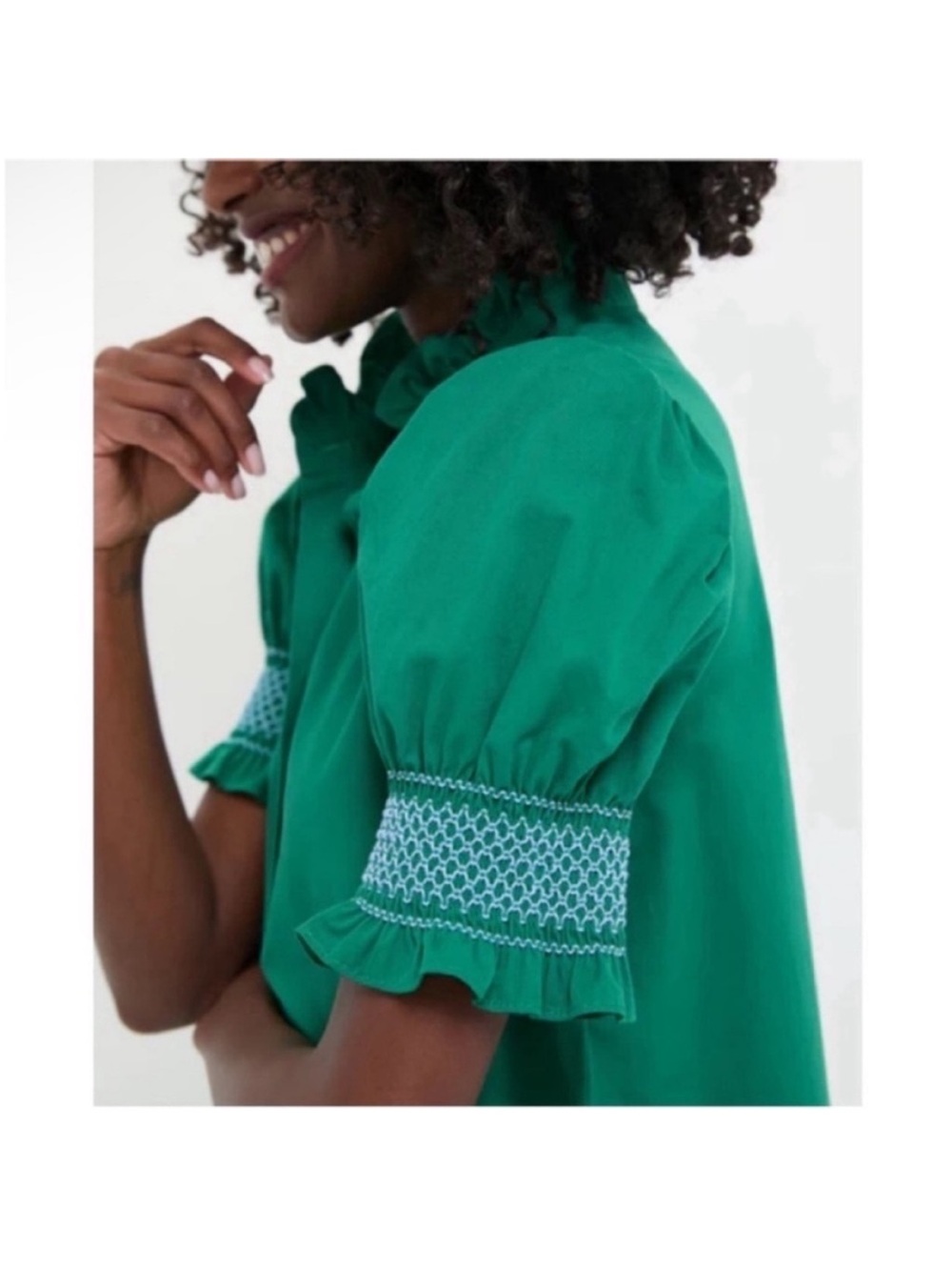 Tuckernuck Hyacinth House 100% Cotton Green Embroidery Eliza Midi Dress - Size M - Picture 8 of 14
